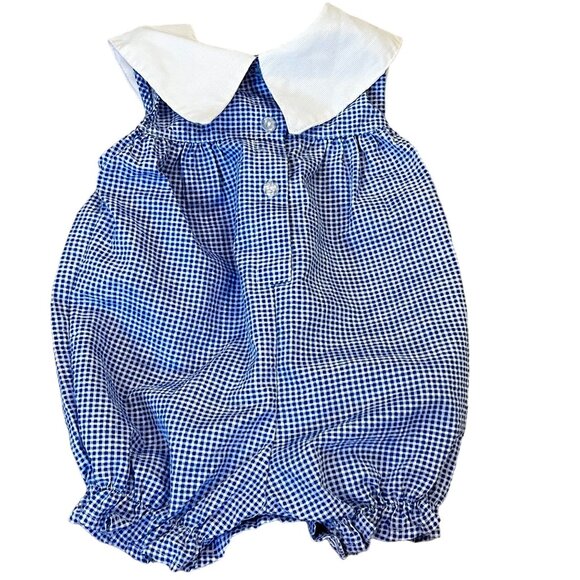 My Pal Girls Baby Romper 3-6 Months Blue Gingham Strawberry Embroidery - Picture 2 of 5